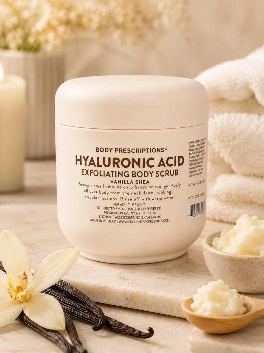 Hyaluronic Acid Exfoliating Body Scrub - Cream (Vanilla Shea)